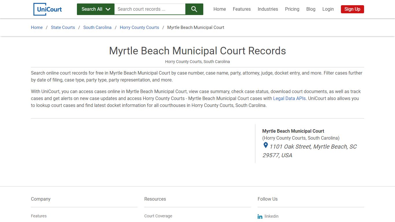 Myrtle Beach Municipal Court Records | Horry | UniCourt