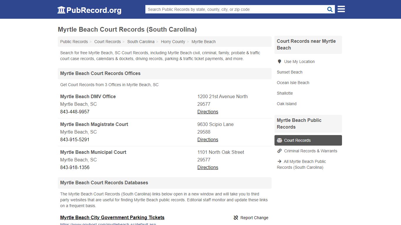 Free Myrtle Beach Court Records (South Carolina Court Records)