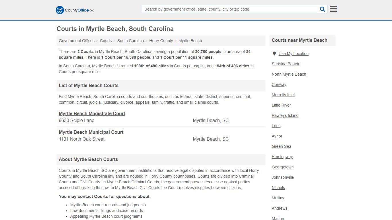 Courts - Myrtle Beach, SC (Court Records & Calendars)